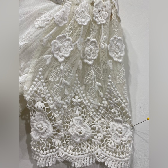 Parisian Collection White Lace Boat neck Short Sleeve Blouse Top size M - Picture 5 of 14